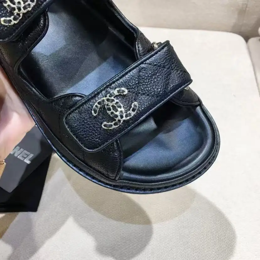 Chanel Quilted Dad Sandal Black