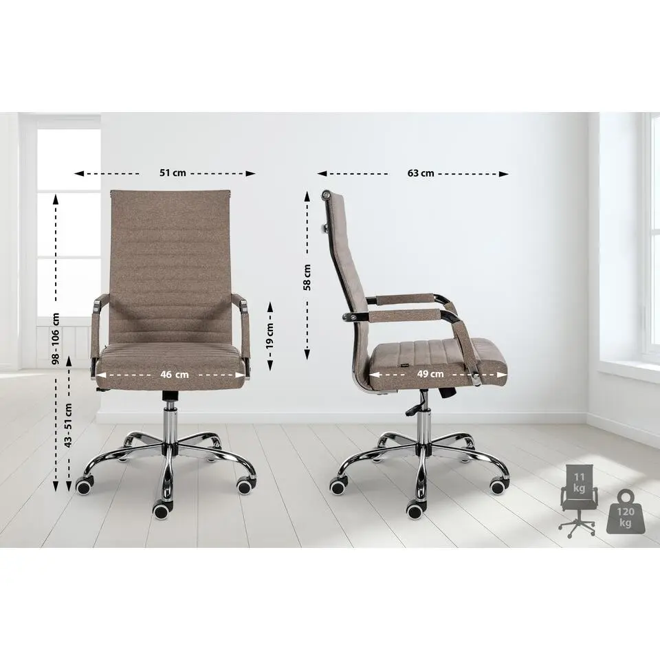 CLP Bureaustoel Amadora Stof - taupe