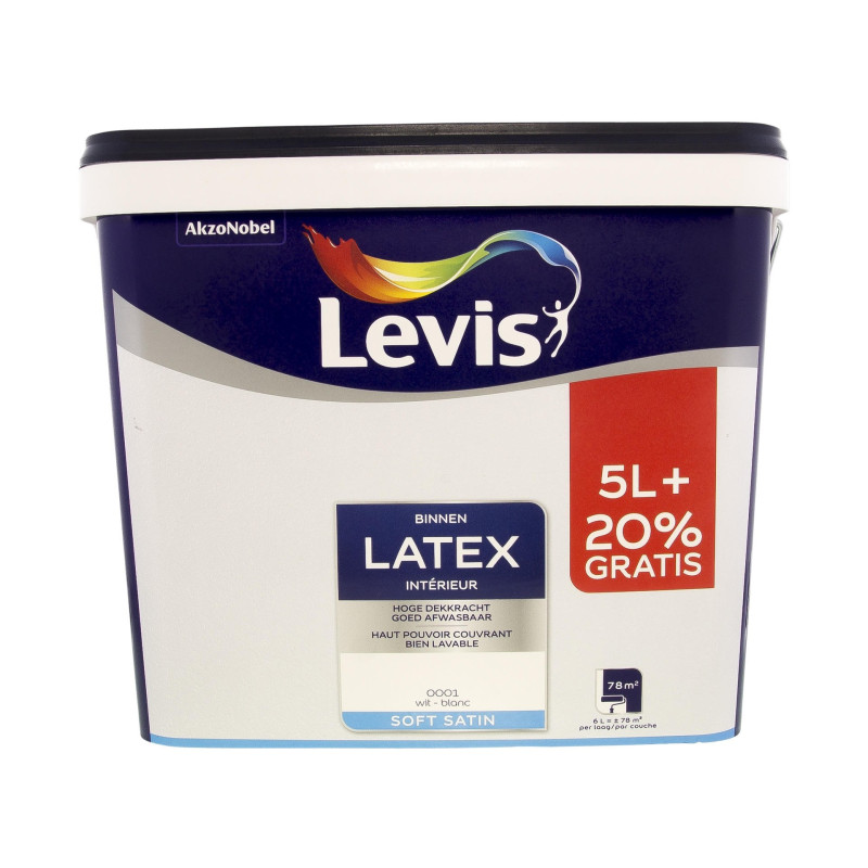 Peinture latex blanche 5   1 L gratuit LEVIS
