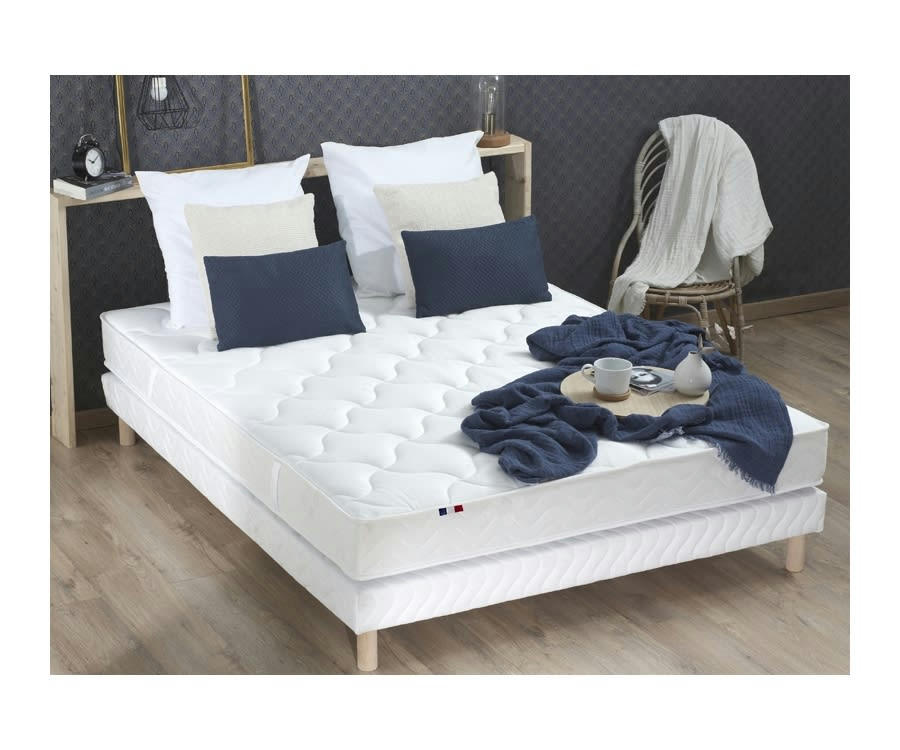 ENSEMBLE ALTO - Ensemble matelas mousse ferme sommier blanc 140x190