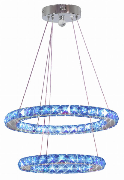 Lampa wisząca LORDS chromowana-niebieska LED 2x27Wlm Candellux
