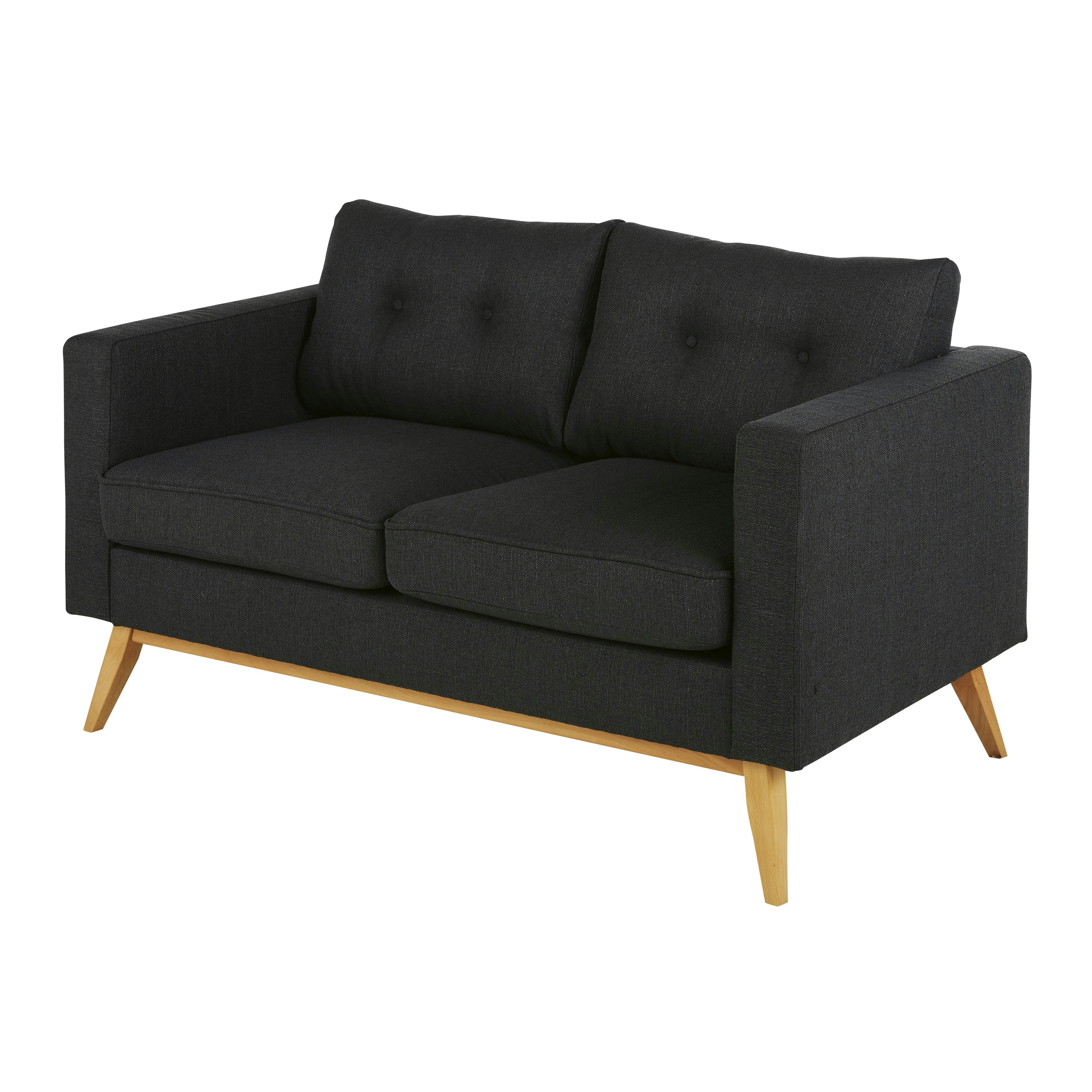 Brooke - Canapé style scandinave 2 places gris anthracite chiné