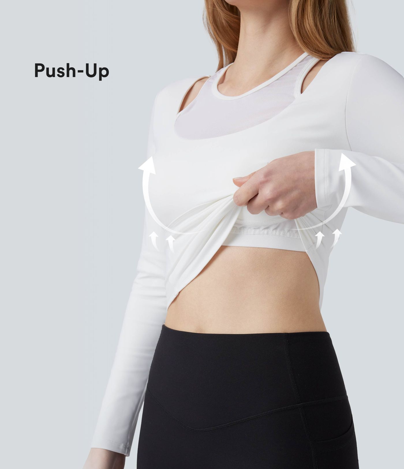 Haut de sport de yoga SoftlyZero™ Plush effet push-up mesh contrastant manches longues