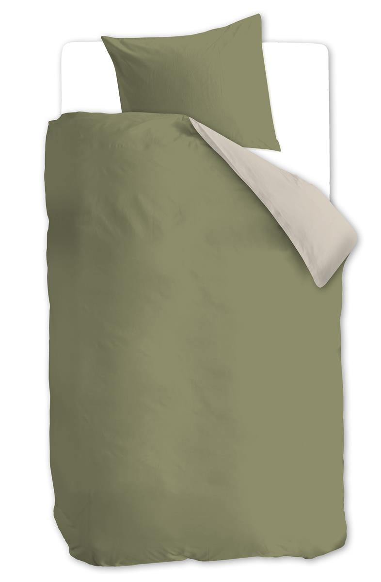 vtwonen dekbedovertrek Duo - 140x200/220 cm - olijfgroen