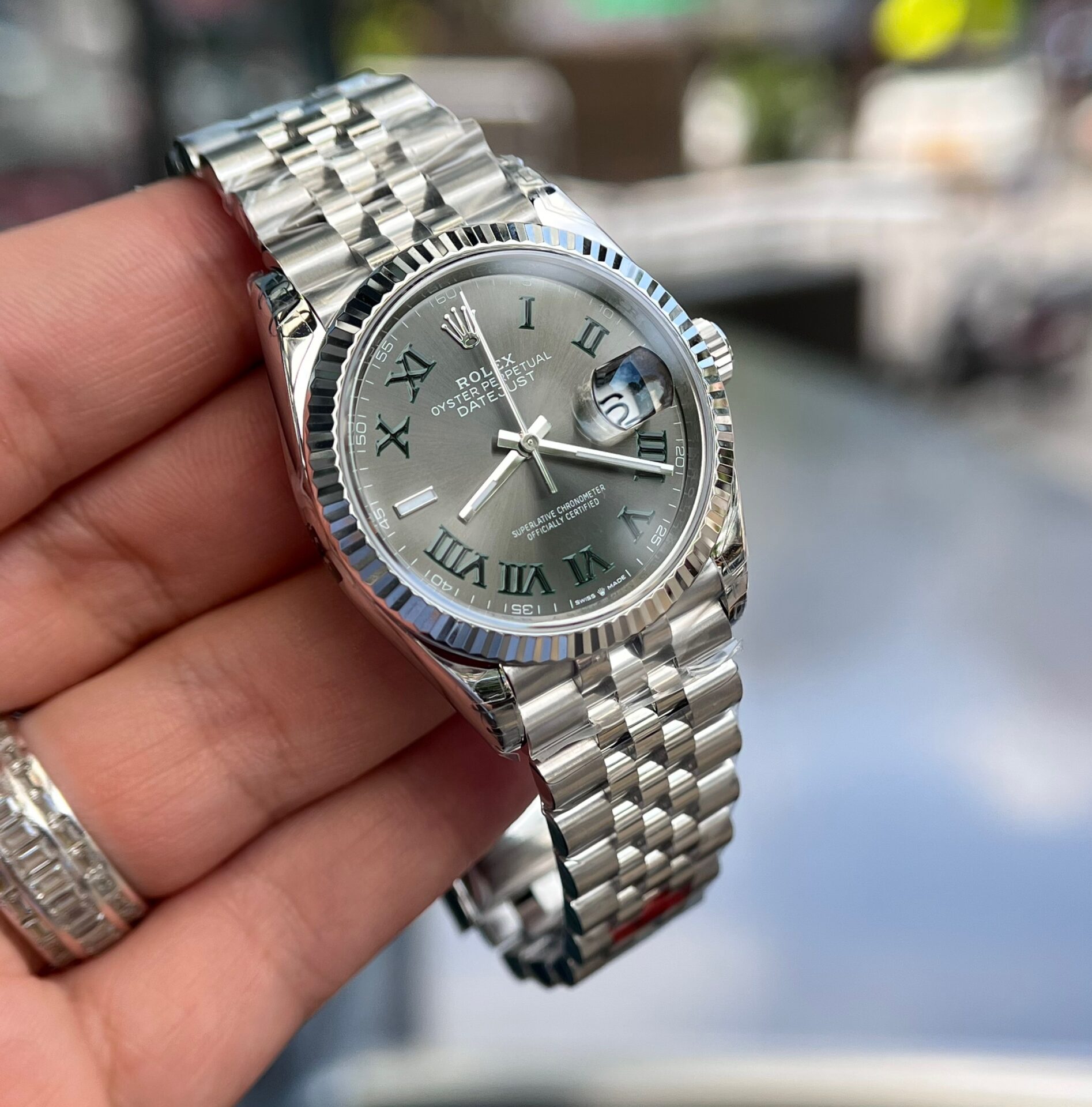 Rolex Datejust 126234 904L Steel Wimbledon Grey Dial 36mm Jub Super Clone