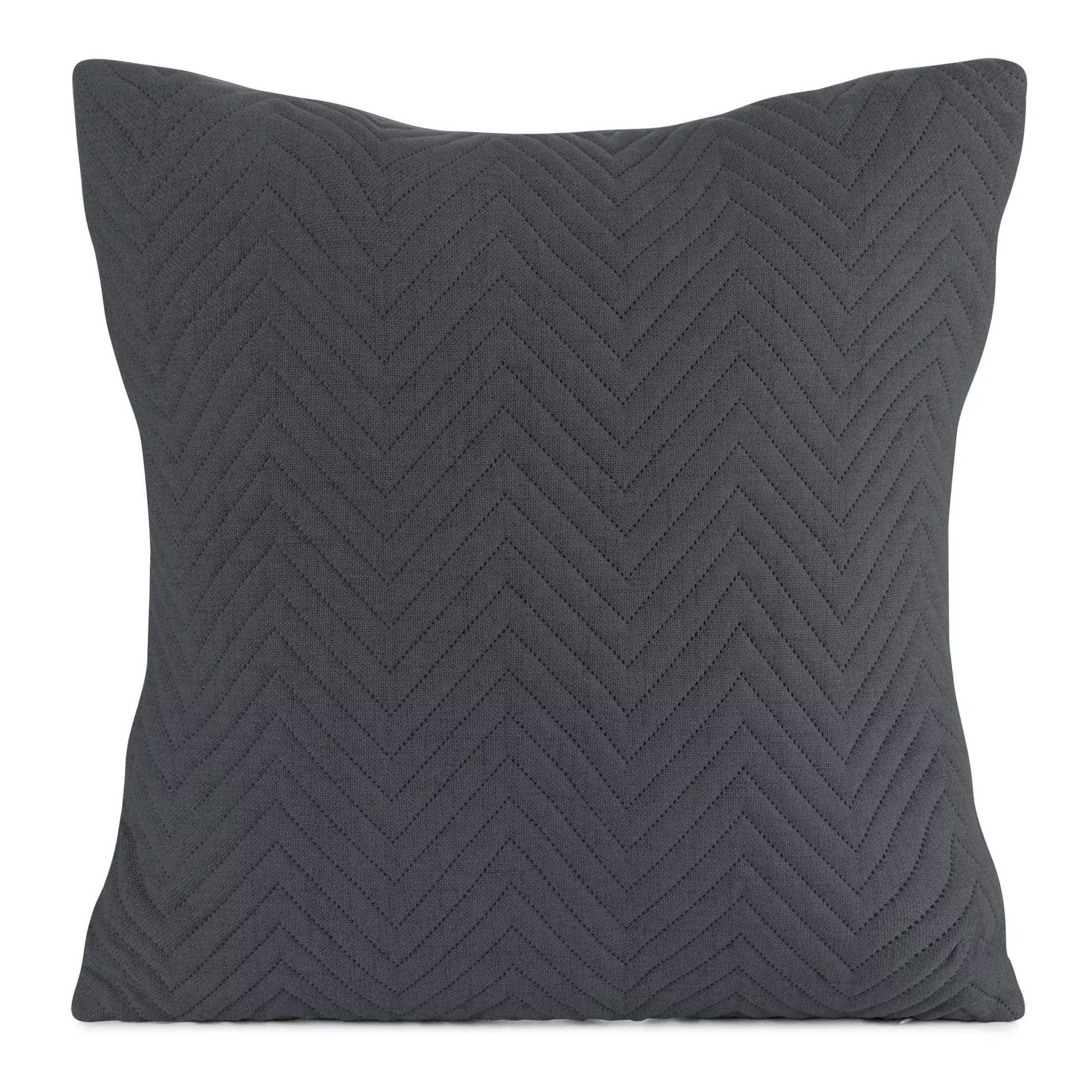 Poszewka na poduszkę 45x45 cm o strukturze lnu pikowana metodą hot press w wzór jodełki grafitowa LEN Eurofirany Premium