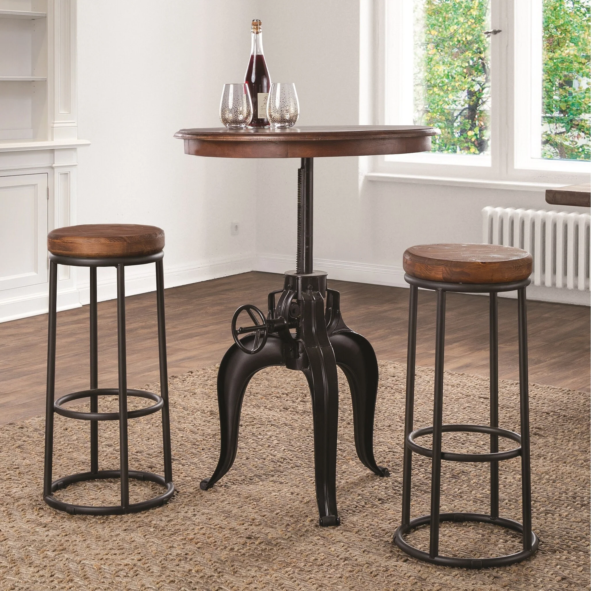 Carbon Loft Horseshoe Reclaimed Wood and Iron Stool