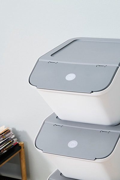 Boîte de rangement 51 L empilable SmartStore Collect Stack It Orthex P.55 cm blanc et gris