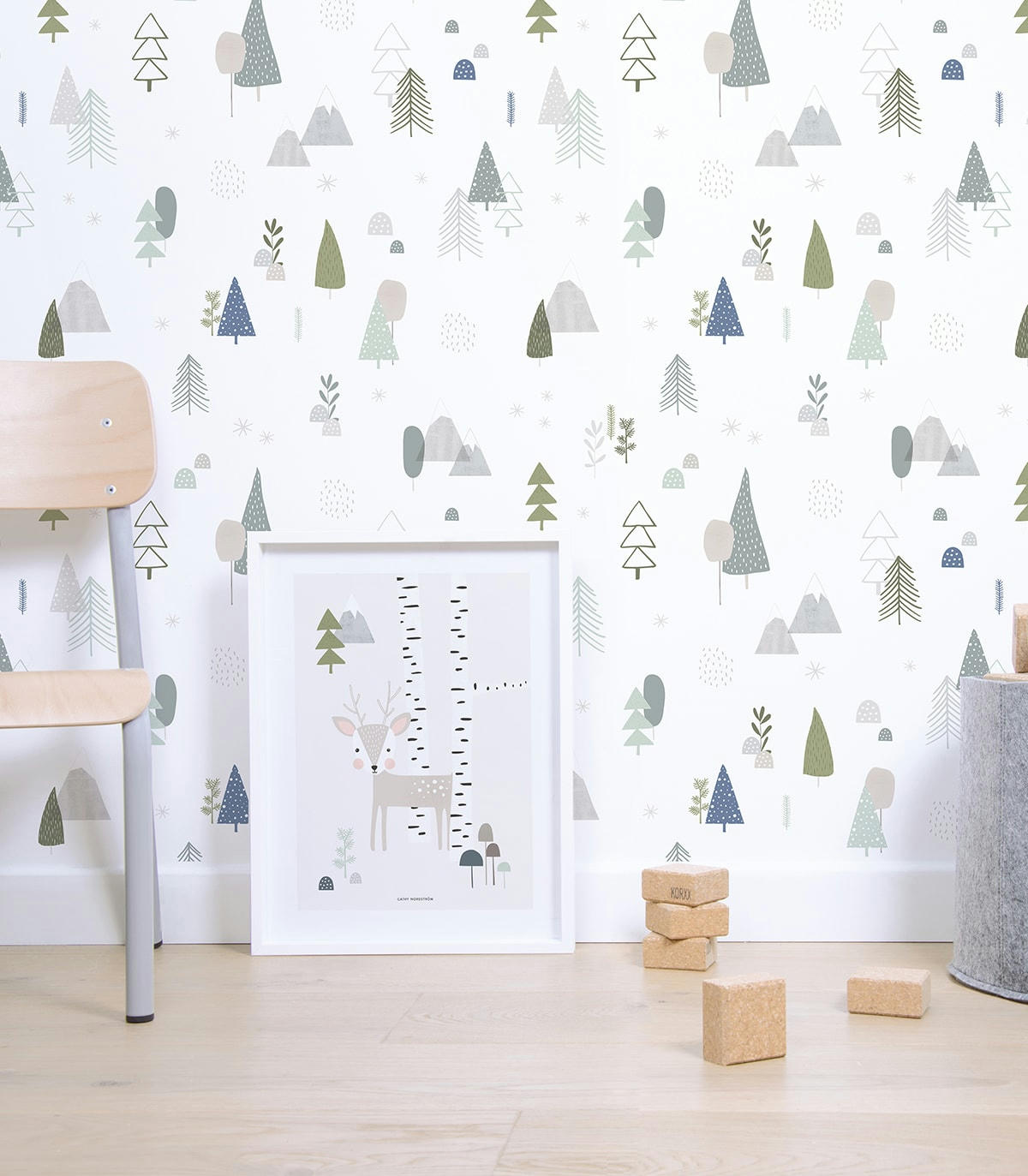 IN THE WOOD - Papier peint forêt en Papier Gris 50cm x 10m