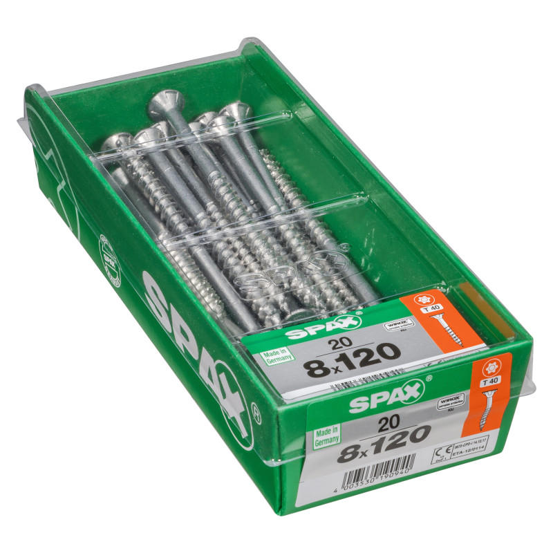 Vis universelle Torx 8 x 120 mm 20 pièces SPAX