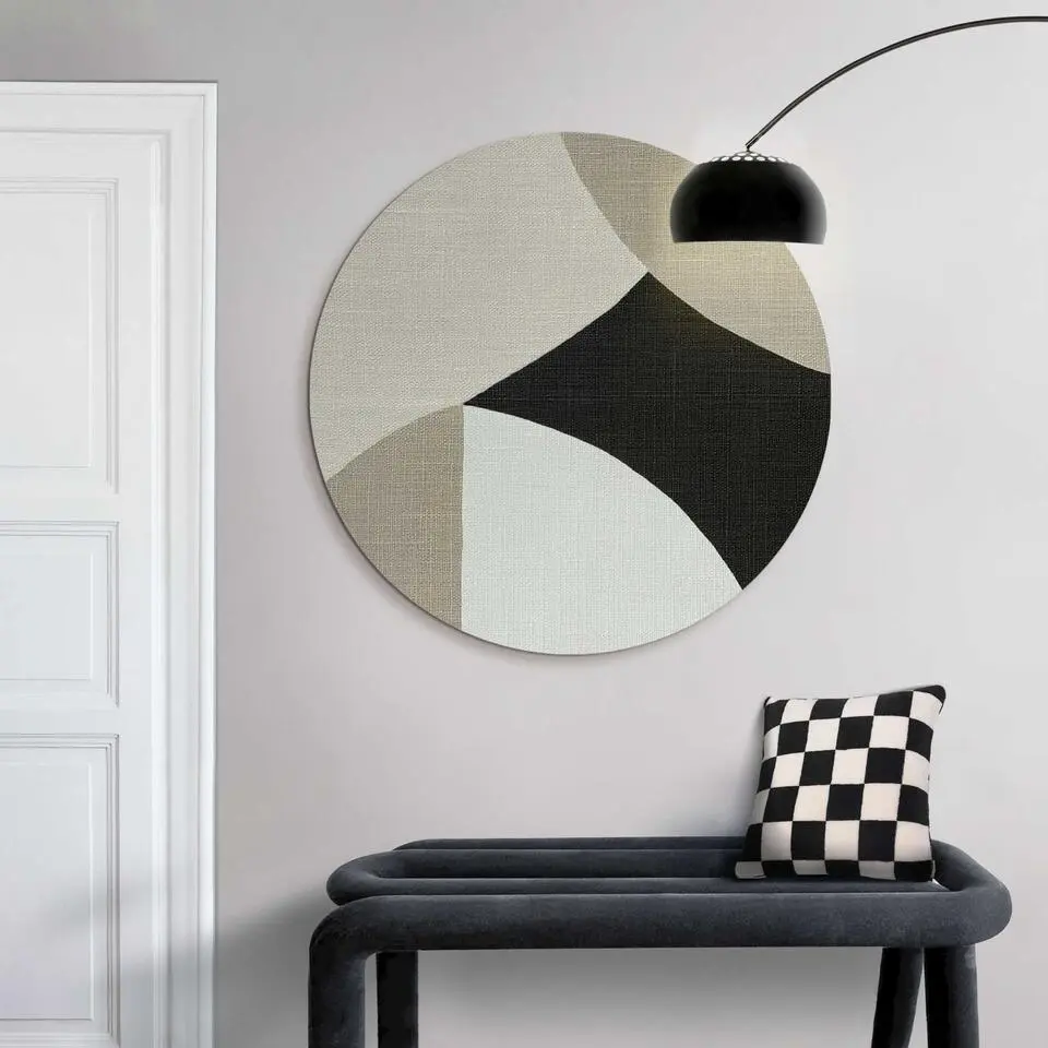 Glasschilderij Abstracte sfeer I - &Oslash; 70 - Beige