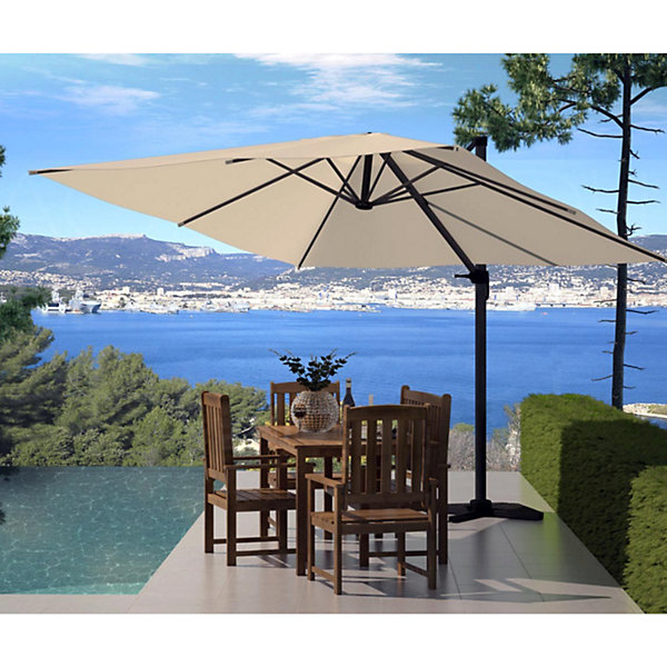 Parasol écru déporté carré 3 x 3 m rotatif à 360 degrés PALATINO