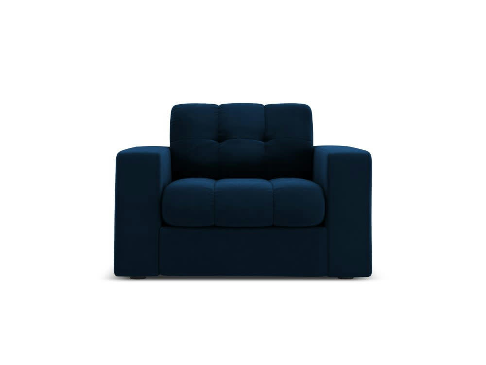 JUSTIN - Fauteuil en velours bleu roi