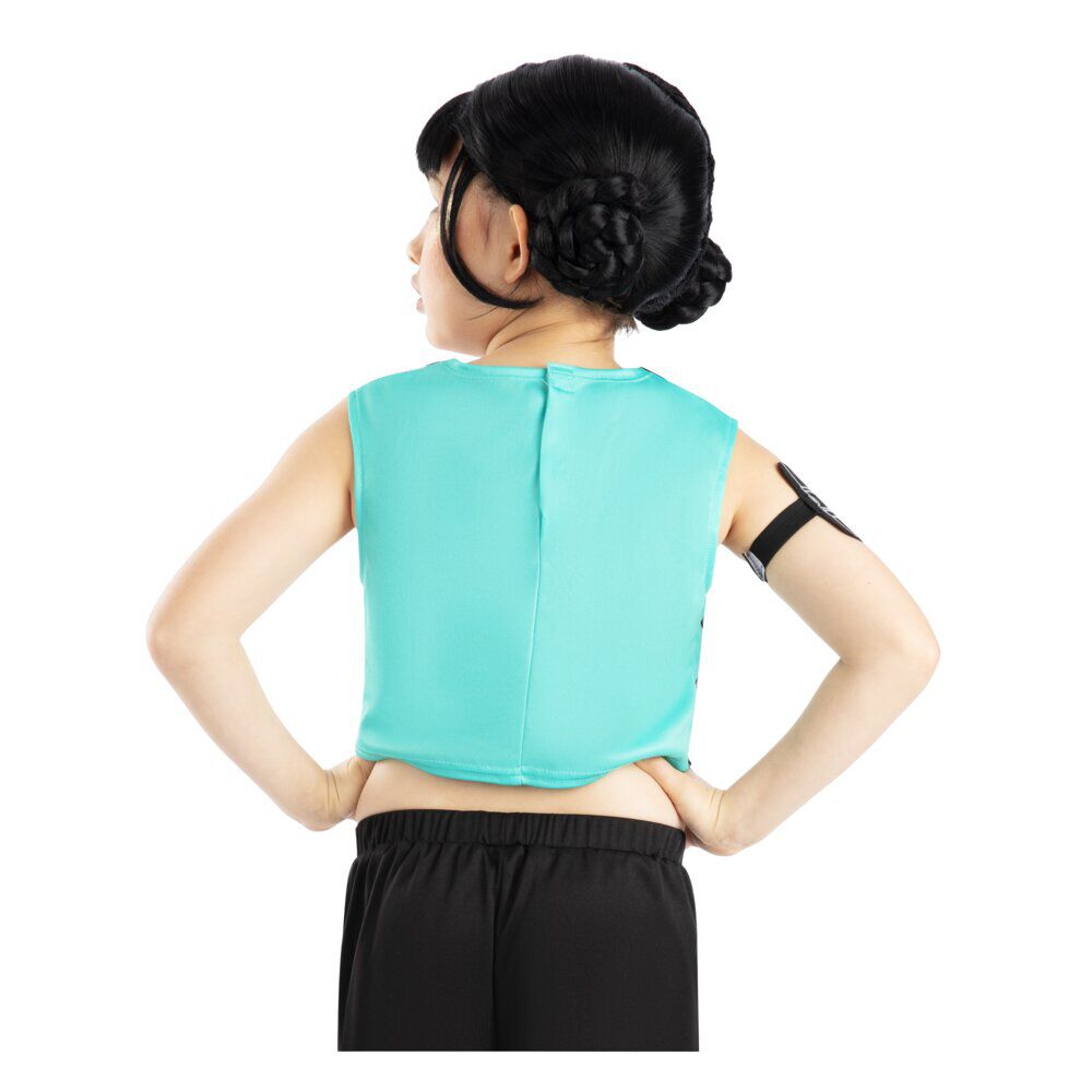 Perruque enfant fille KPOP Zoey avec frange et chignons noir L32cm