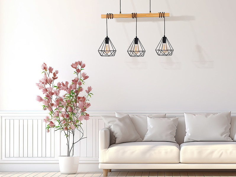 Lampa wisząca Vigo 3-punktowa 75cm metalowa beżowo-czarna