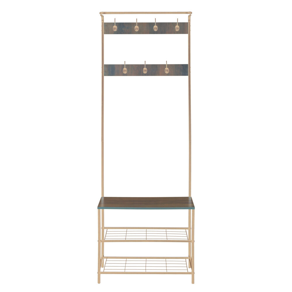 Vestiaire 3en1 avec patères et étagères métal 60x30xH170cm (2 modèles)