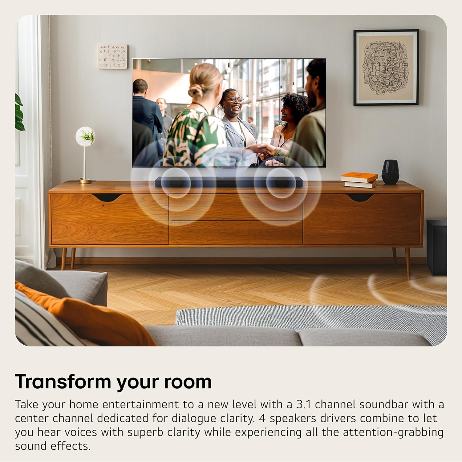 LG S60T 3.1 ch. Soundbar with Wireless Subwoofer, Dolby Audio, TV Synergy, Wow Interface, AI Sound Pro