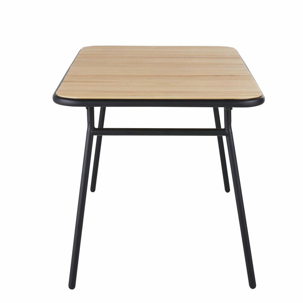 Geli - Table de jardin pliante en bois de hêtre et métal noir 6 personne