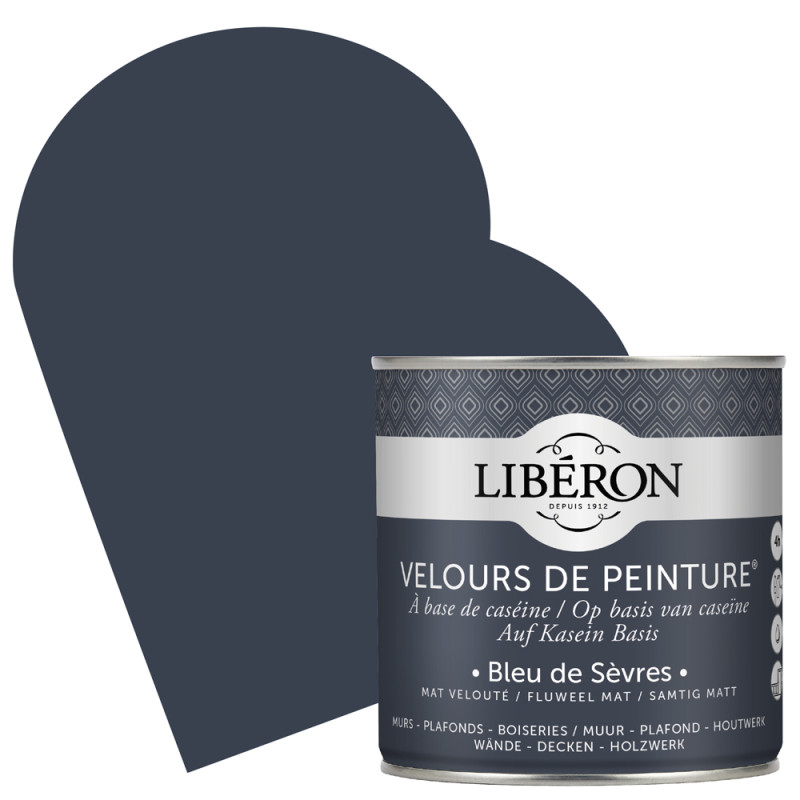 Peinture pour murs Velours de Peinture bleu de Sèvres mat 0,5 L LIBERON