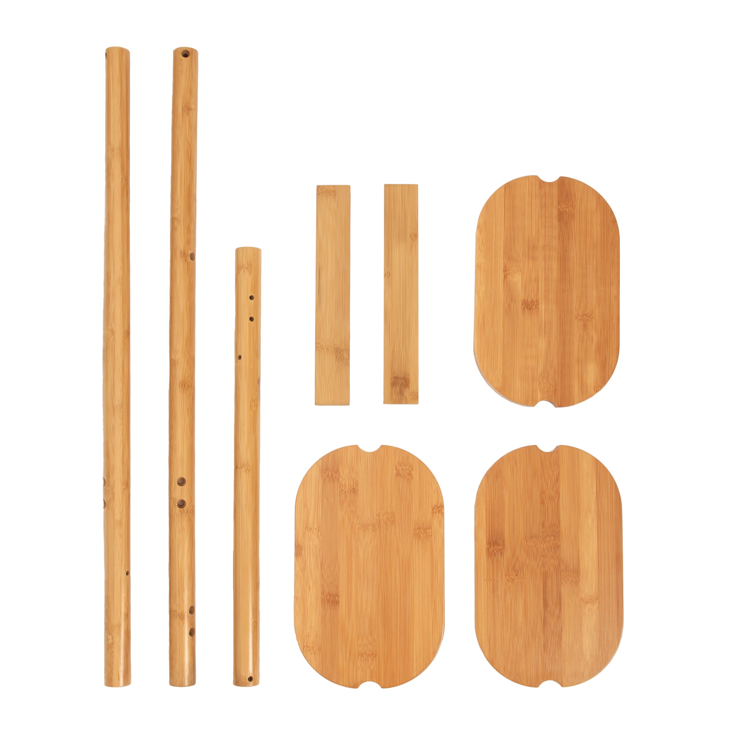 QUVIO Plantenstandaard - 3 ovale planken - Bamboe