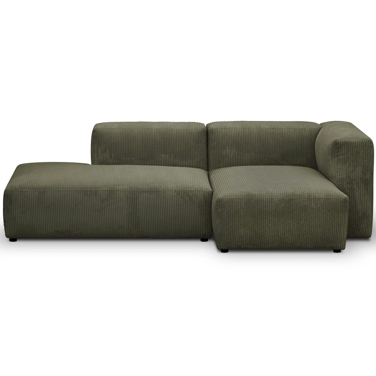 MODULO - Canapé modulable angle droit 3/4 places en velours côtelé vert kaki