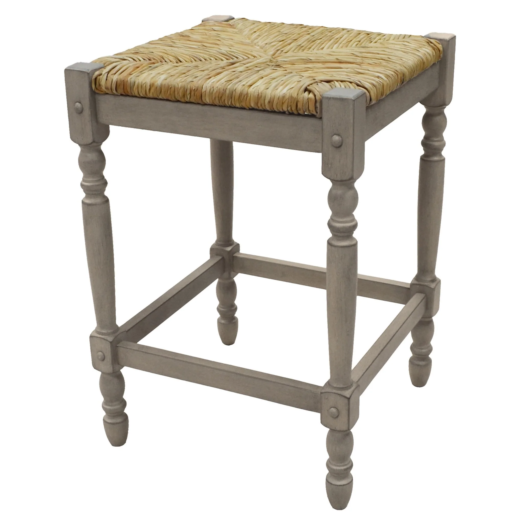 HomeRoots 24 Natural And Gray Solid Wood Backless Counter Height Bar Chair - 16.5