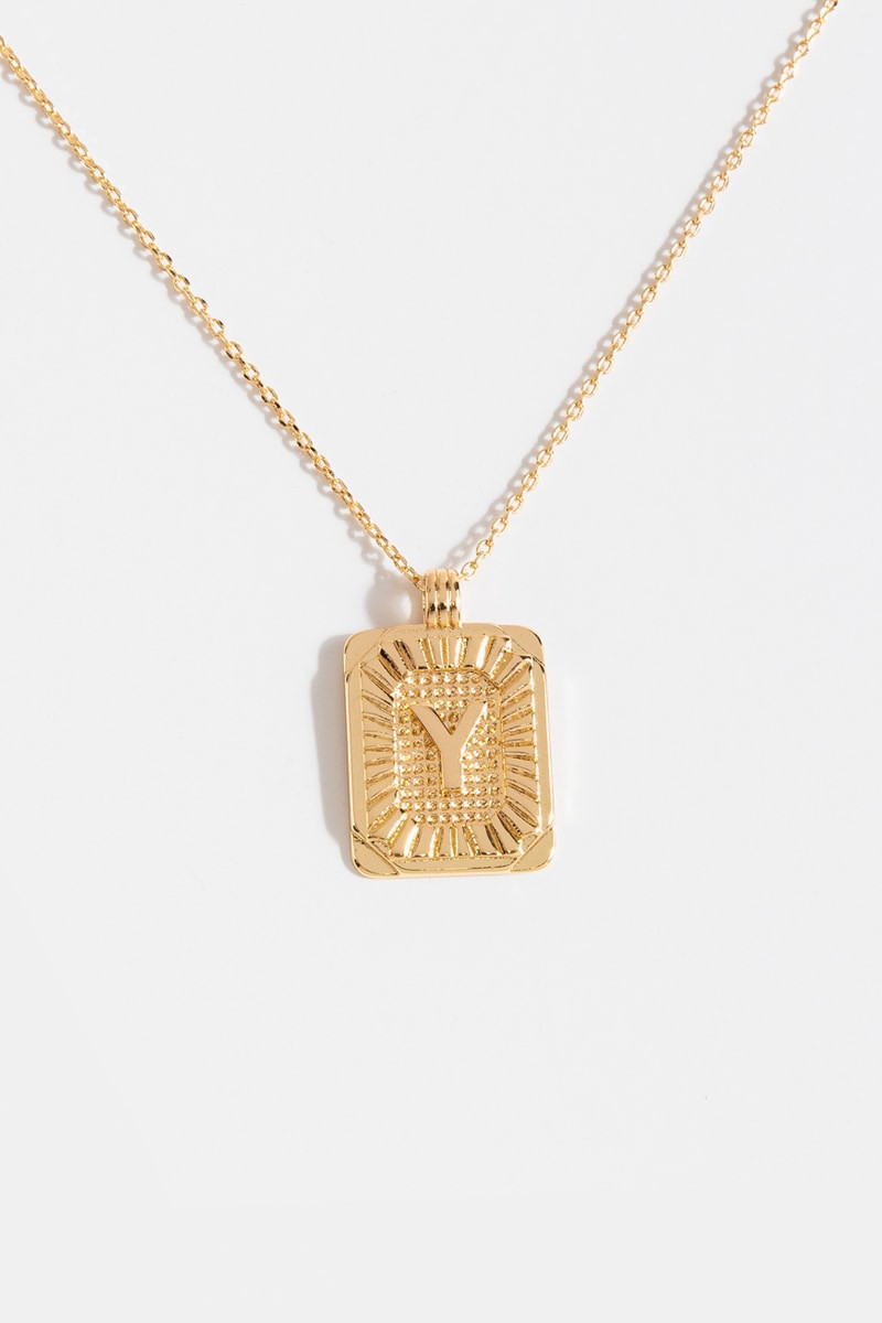 Initial ID Tag Pendant Necklace