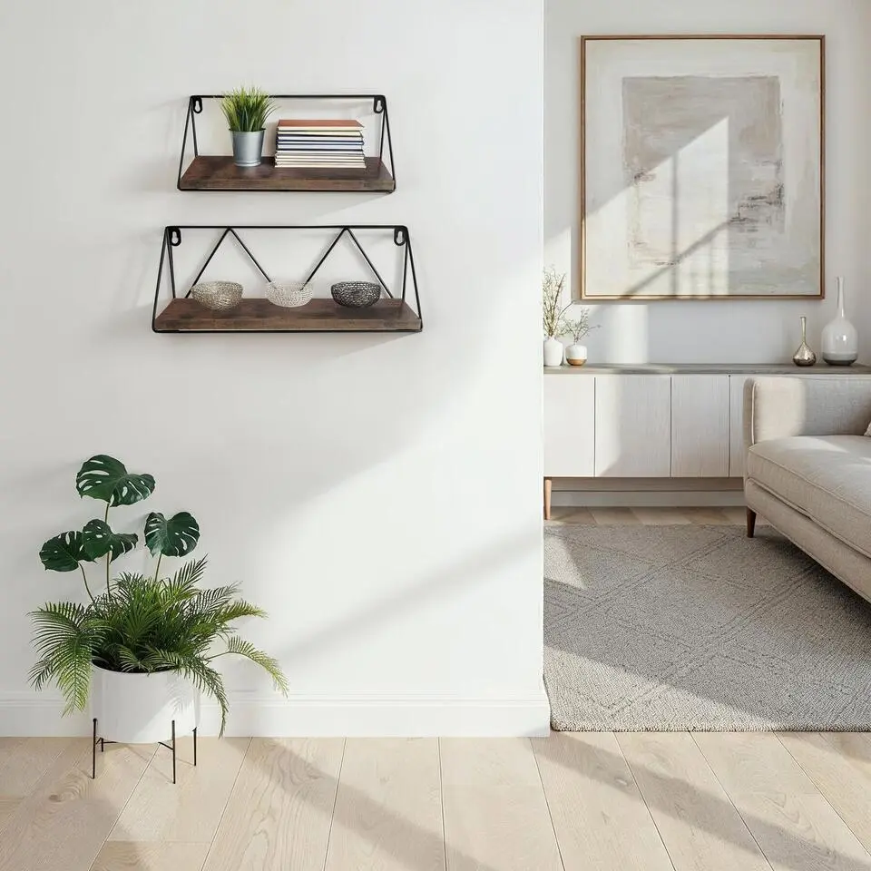 tectake 2 wandplanken Rockport, Industrieel Hout Donker, Rustiek