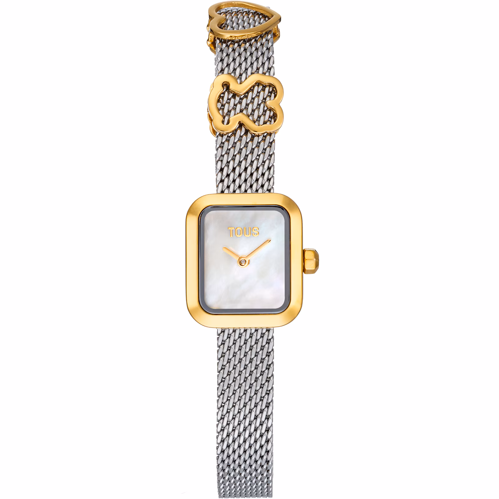 Reloj analógico con brazalete de acero con motivo, acero dorado y esfera de nácar ICON TIME CHARMS