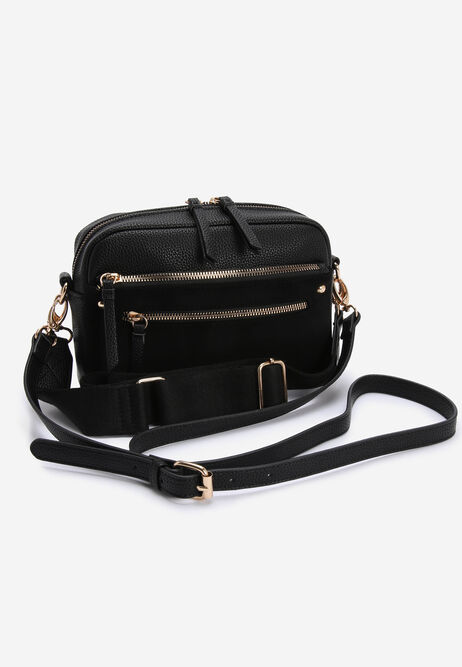 Womens Black Faux Leather Camera Bag