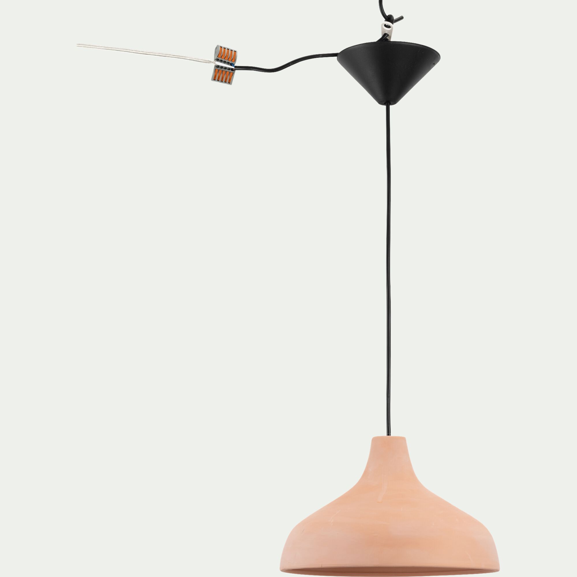 NEFTA - Suspension électrifiée en terre cuiteD25cm - rose argile