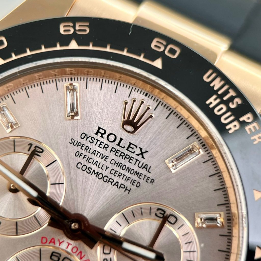 Rolex Daytona 116515LN YG Plated Pink Dial CZ Diamonds 40mm Oysterflex Super Clone