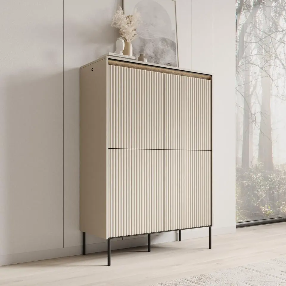 Meubella - Dressoir Timoteo - Beige - 98 cm - Hoog