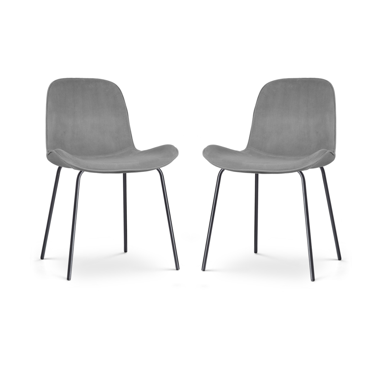 Nolon Nora-Fé Eetkamerstoelen Set van 2 - Velvet Grijs - Zwarte Poten