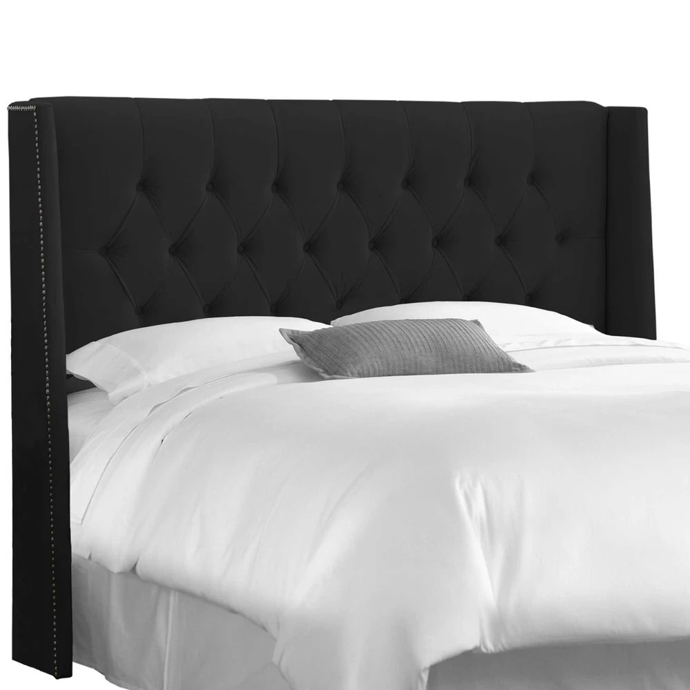 Skyline Furniture Custom Tufted Velvet Wingback Headboard