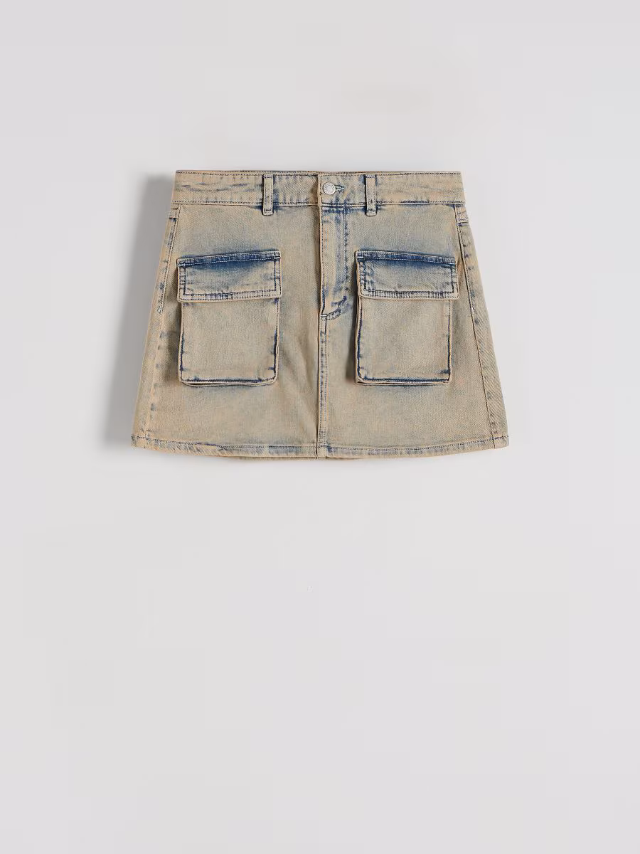 Denim Skirt With Wash Effect