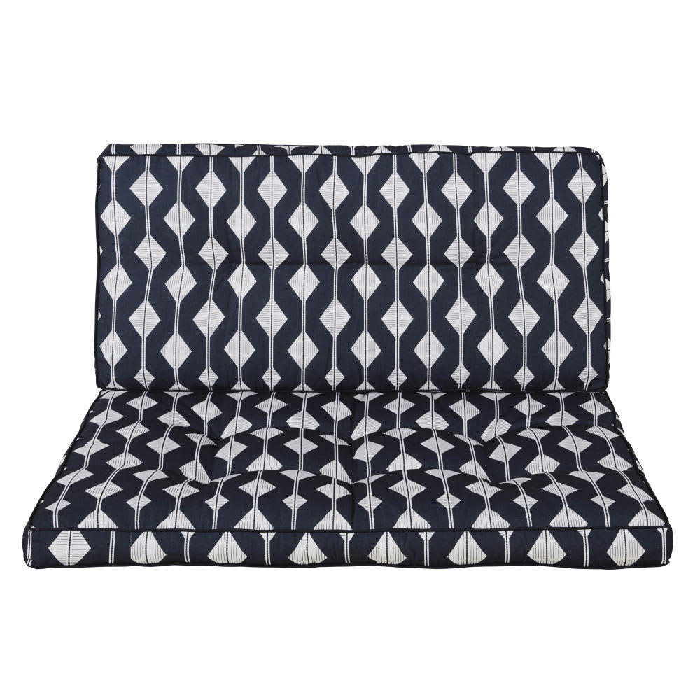 ADEM - Matelas palette en coton motifs triangles écrus et noirs 80x120