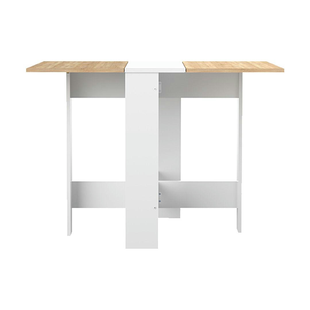 PAPILLON - Table effet bois blanc et chêne naturel