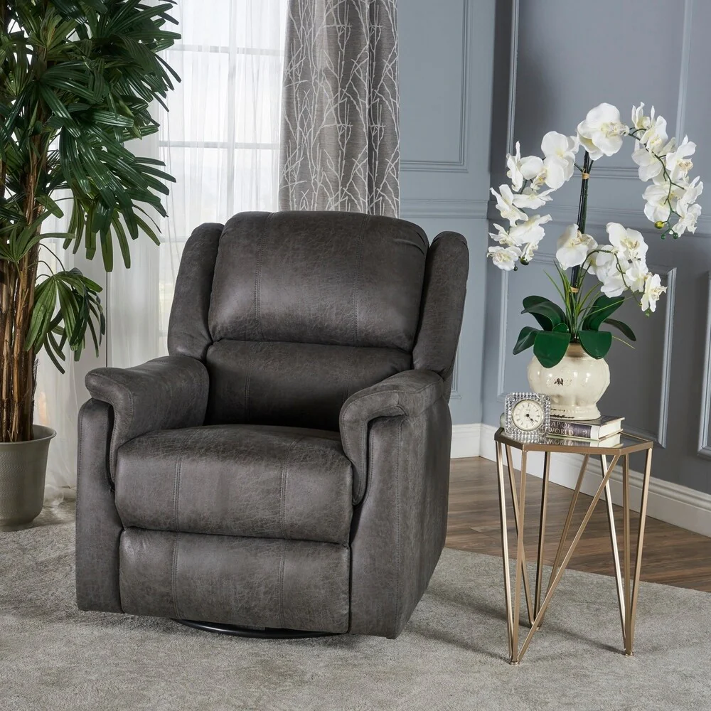 Jennette Slate Microfiber Swivel Gliding Recliner by Christopher Knight Home
