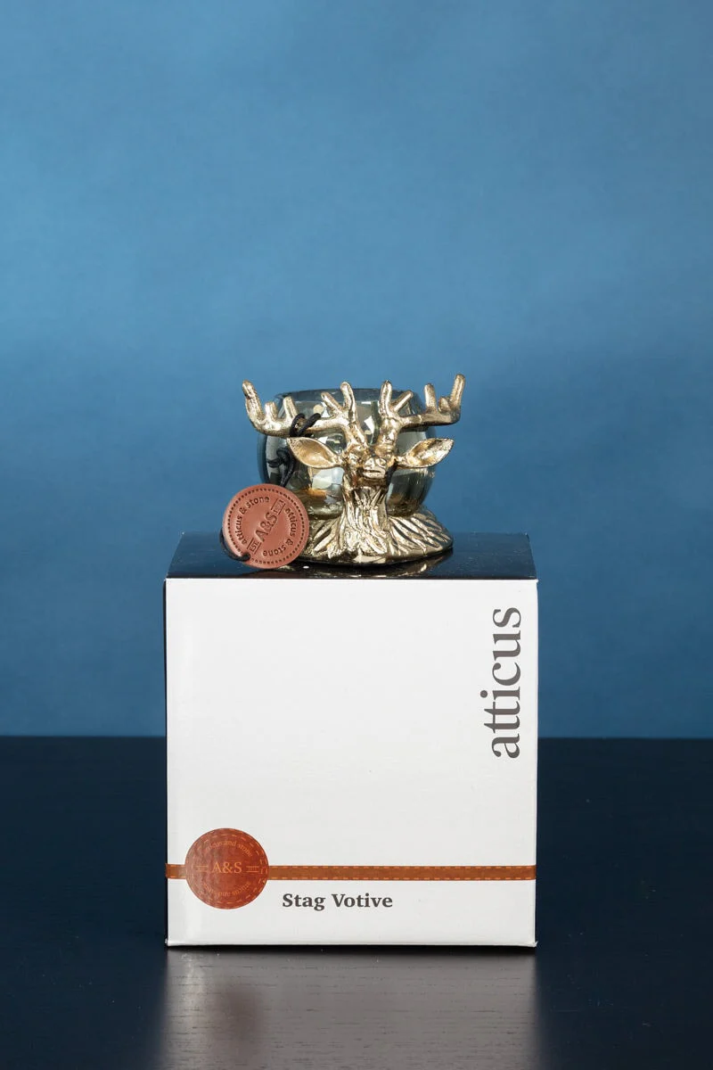Gold Tone Stag Votive Candle Holder