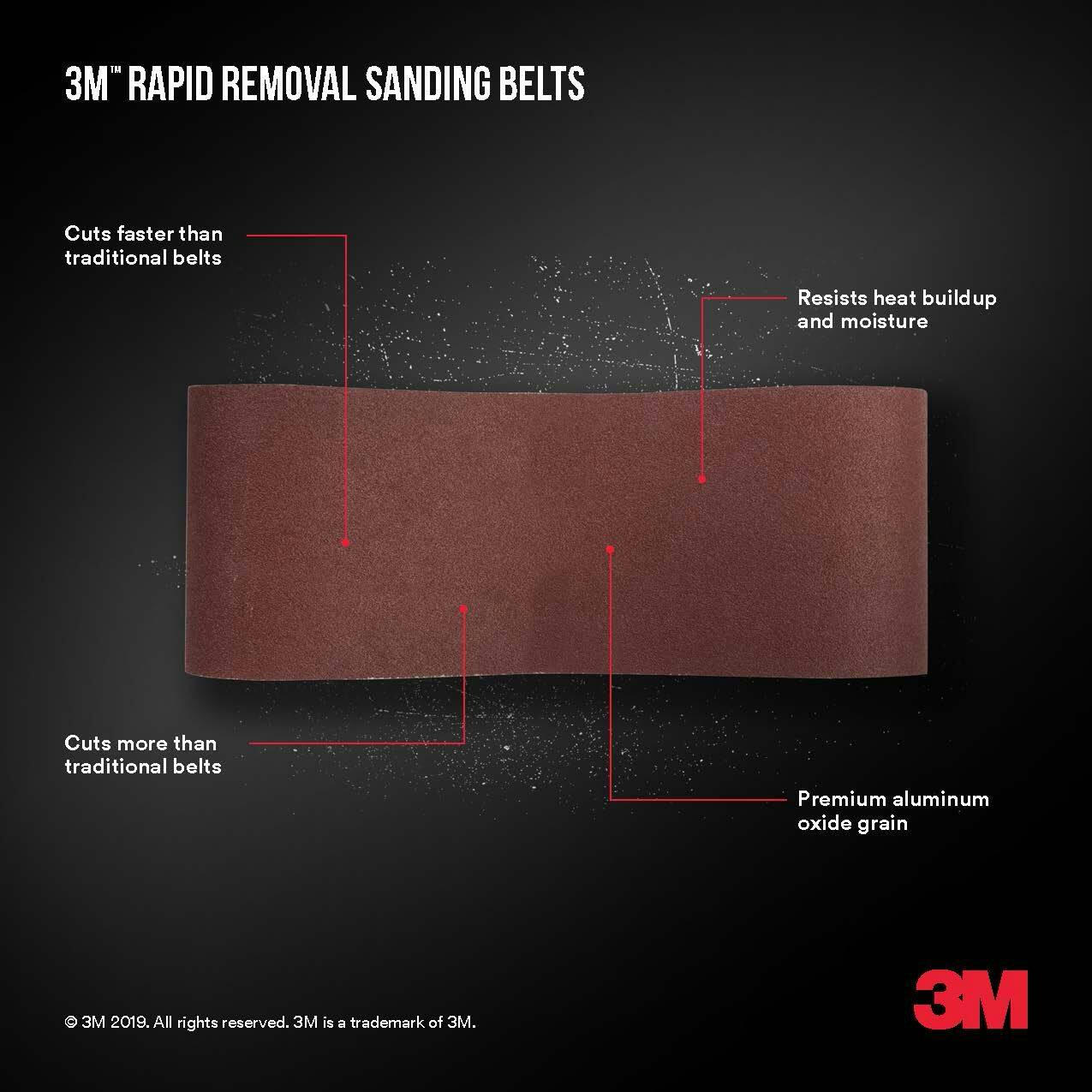 3M 3 x 18-in Rapid Removal Aluminum Oxide Sanding Belt for Wood, Metal, Plastic, Masonry