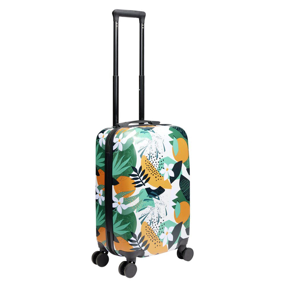 Valise cabine 39L trolley plastique ABS motif tropical avec cadenas 35x23xH57cm