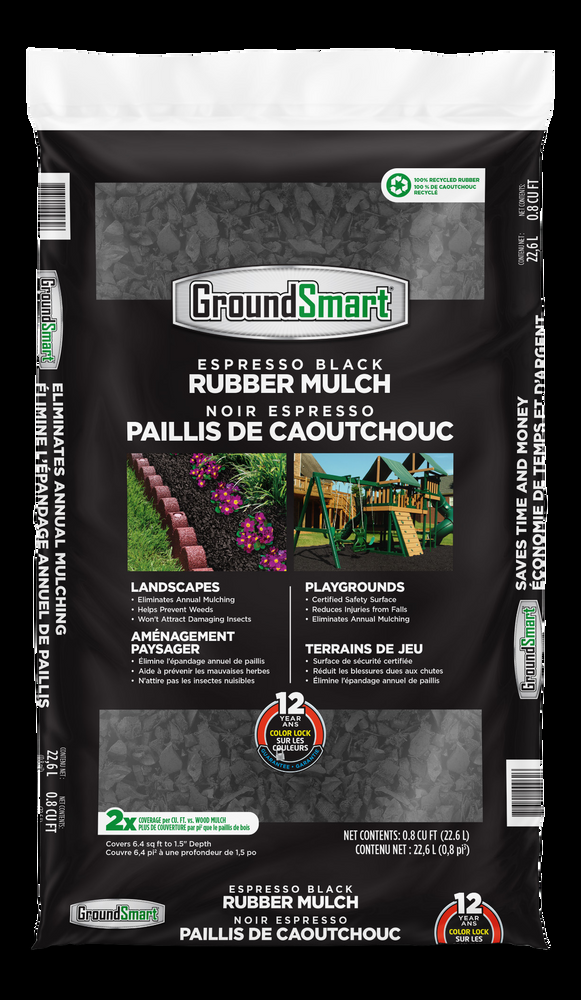 GroundSmart™ Espresso Black Rubber Mulch, 22.6-L