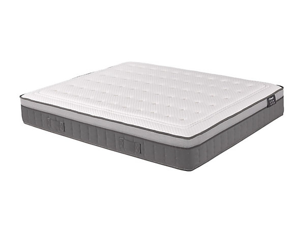 Ensemble 180 x 200 cm sommier coffre blanc   matelas hybride ressorts ensachés 7 zones et mémoire de forme ép.30cm - ASGARD de