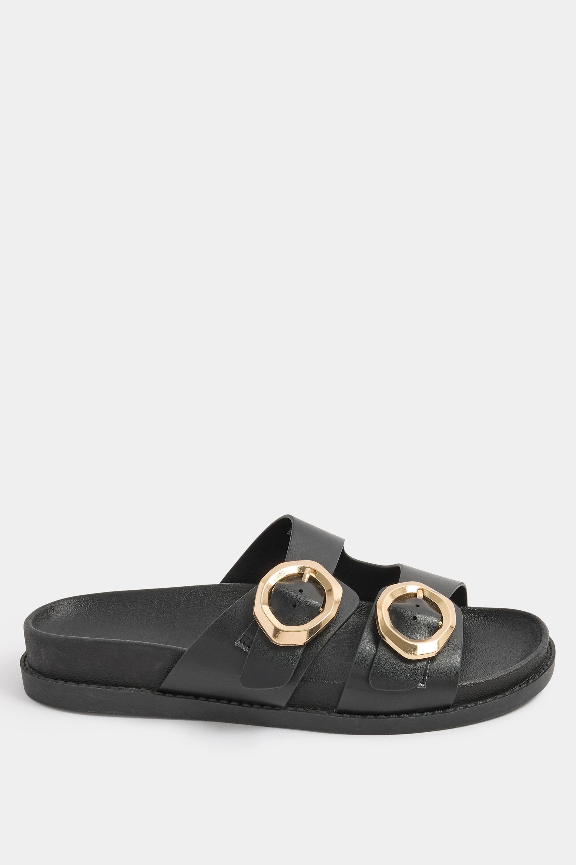 Yours Brushed Buckle Mules In Extra Wide EEE Fit