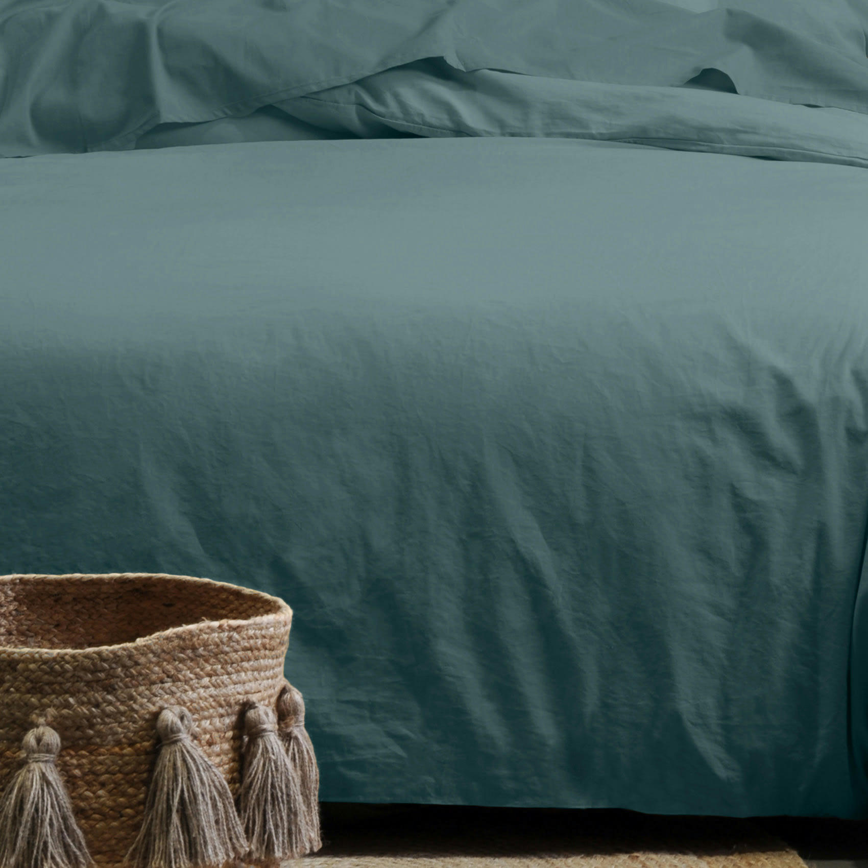 - Taie d'oreiller unie en coton bio vert tilleul 65x65 cm