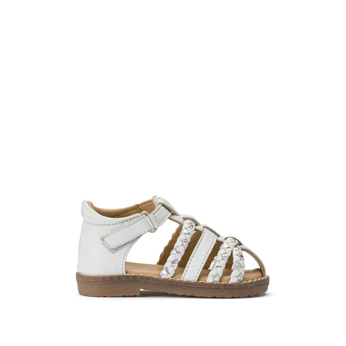 Sandales tressées en cuir à scratch