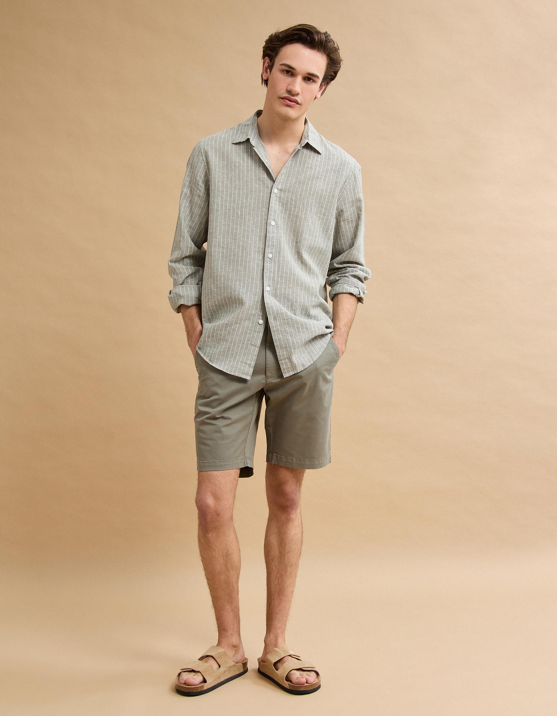 Calções Chino, Homem, Verde