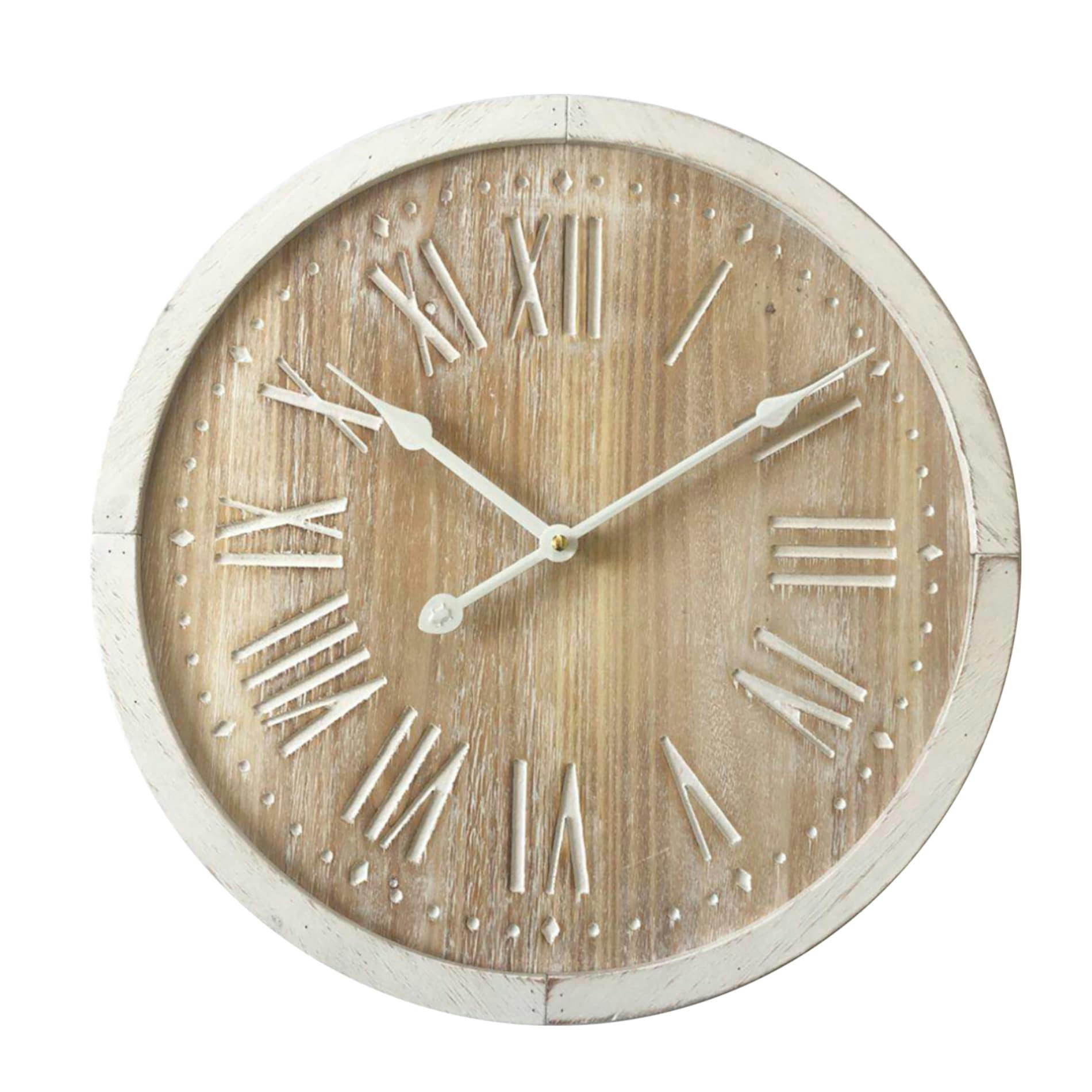 - Horloge murale à chiffres romains effet bois blanc et marron ø 40 cm