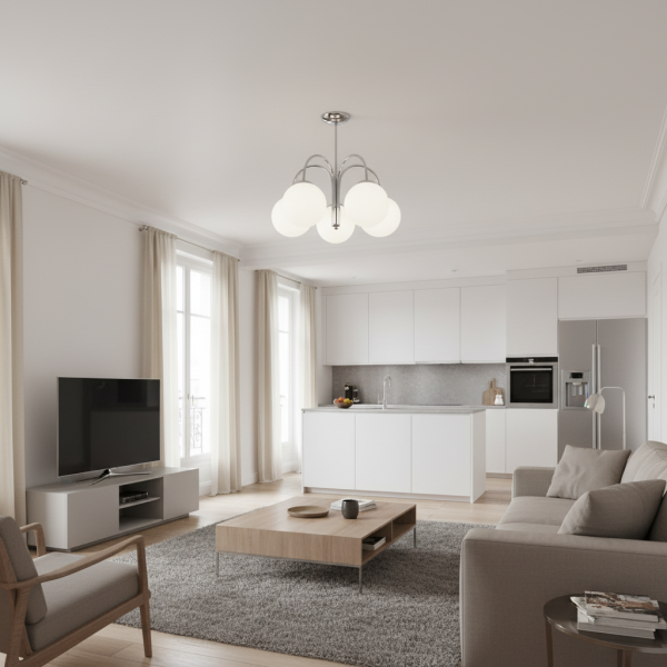 Lampa sufitowa EDYLIT kule białe chrom glamour 5xE14 DEDE 13-740